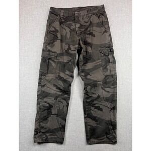 Wrangler Cargo Pants Camo Utility Men 32x30 Gray Streetwear Y2K Grunge